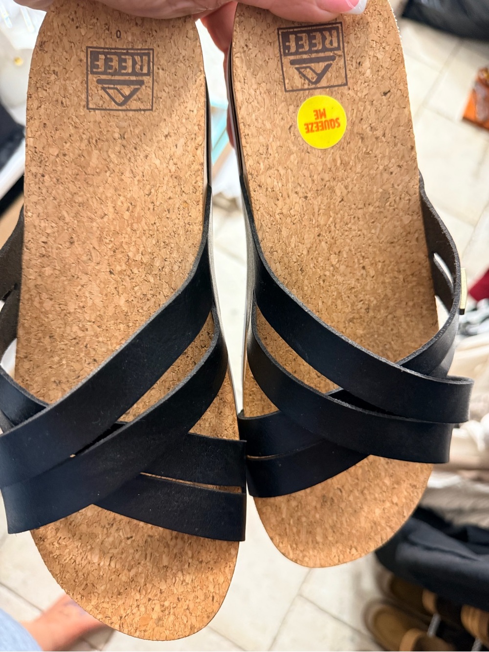 Reef Women’s Black Cork Footbed Slide Sandals with Cross Straps - Picture 9 of 9